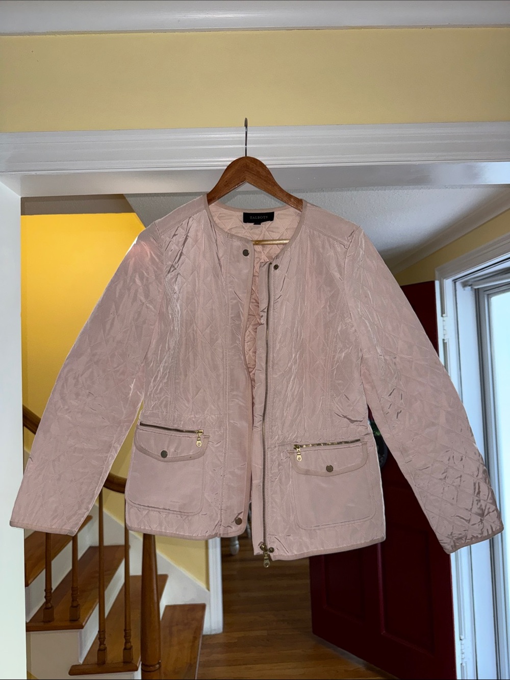Talbots Pale Pink Quilted Utility Jacket